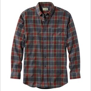 LL Bean Scotch Plaid Flannel Shirt, Slightly Fitted